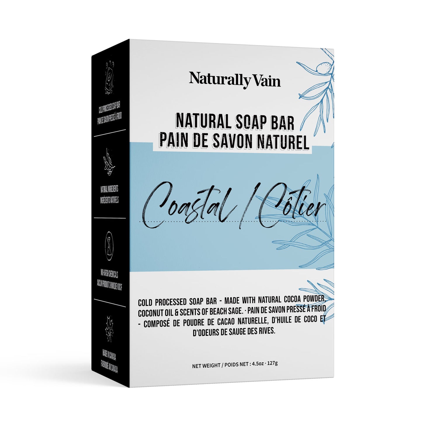 Coastal: Cold Processed Soap Bar with Rich Cocoa Powder for a Smooth, Invigorating Cleanse