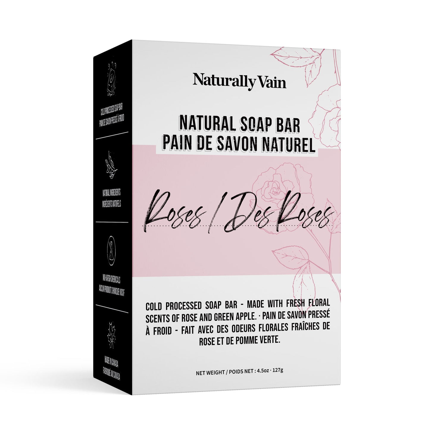 Roses: Cold Processed Soap Bar to Control Oil & Detoxify with Activated Charcoal Powder