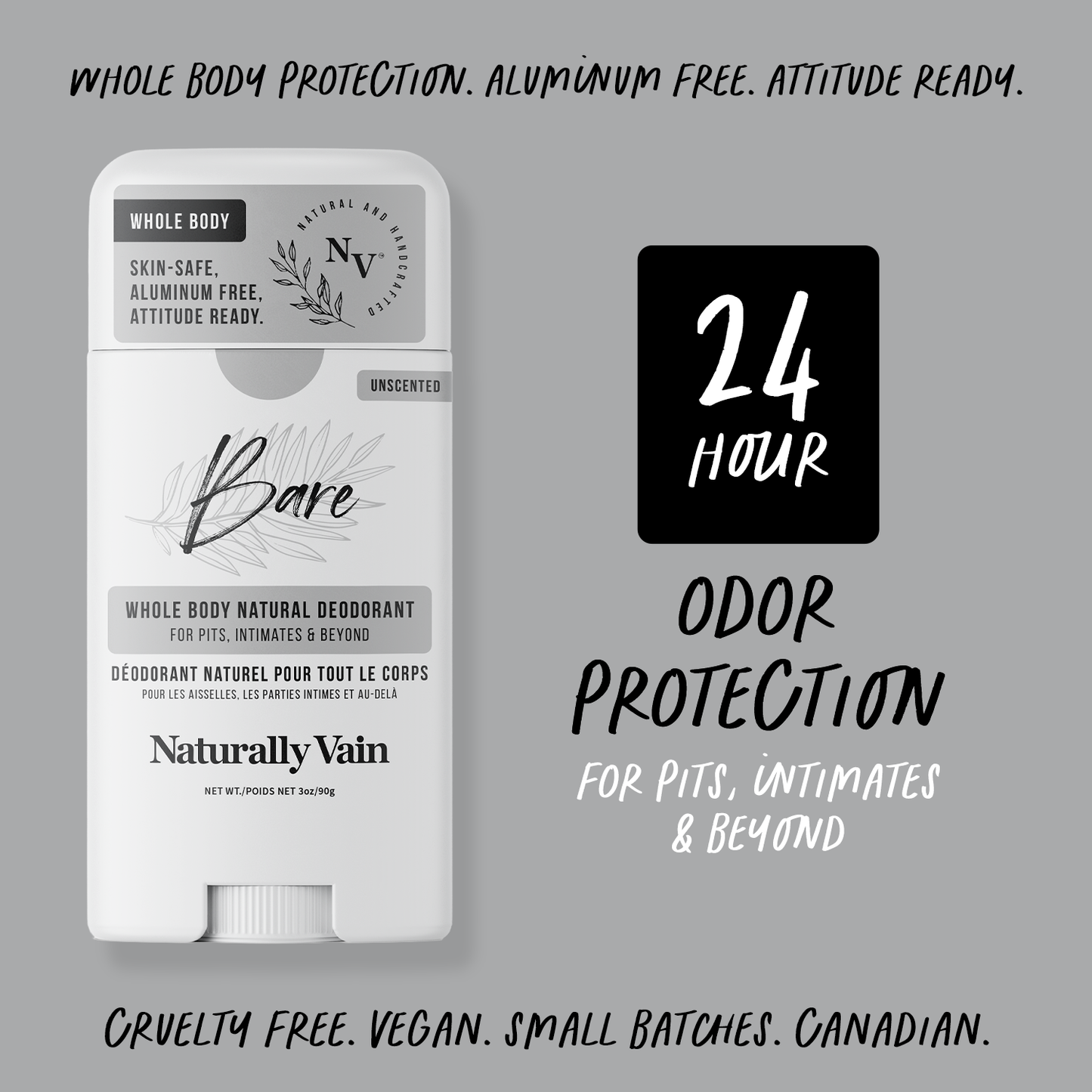 Bare: Whole Body Unscented Natural Deodorant for Sensitive Skin