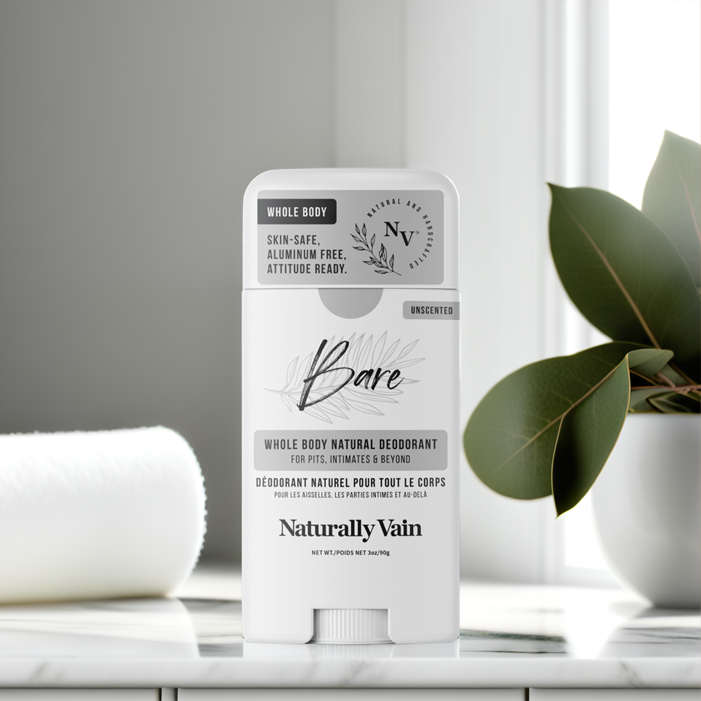 Bare: Whole Body Unscented Natural Deodorant for Sensitive Skin