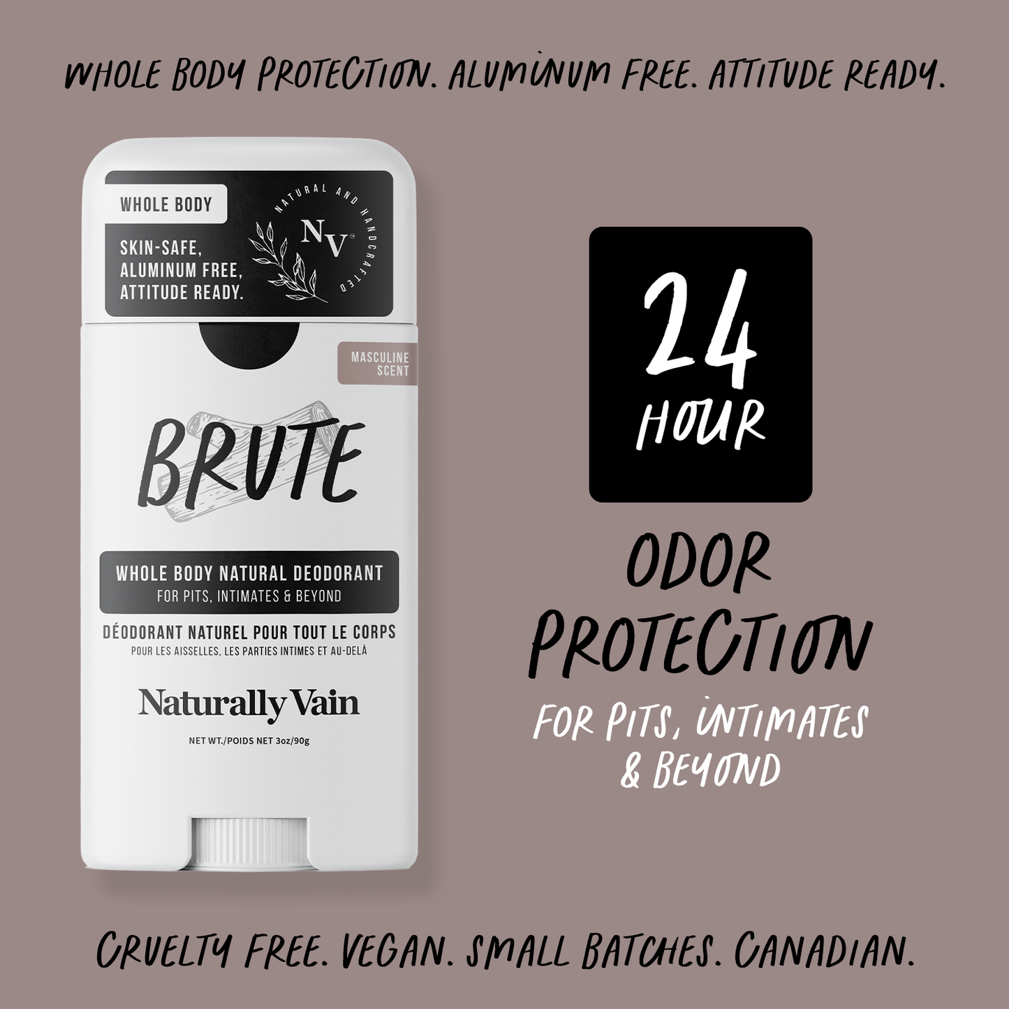 Brute: Whole Body Natural Deodorant with Masculine Teakwood & Musk Aromas