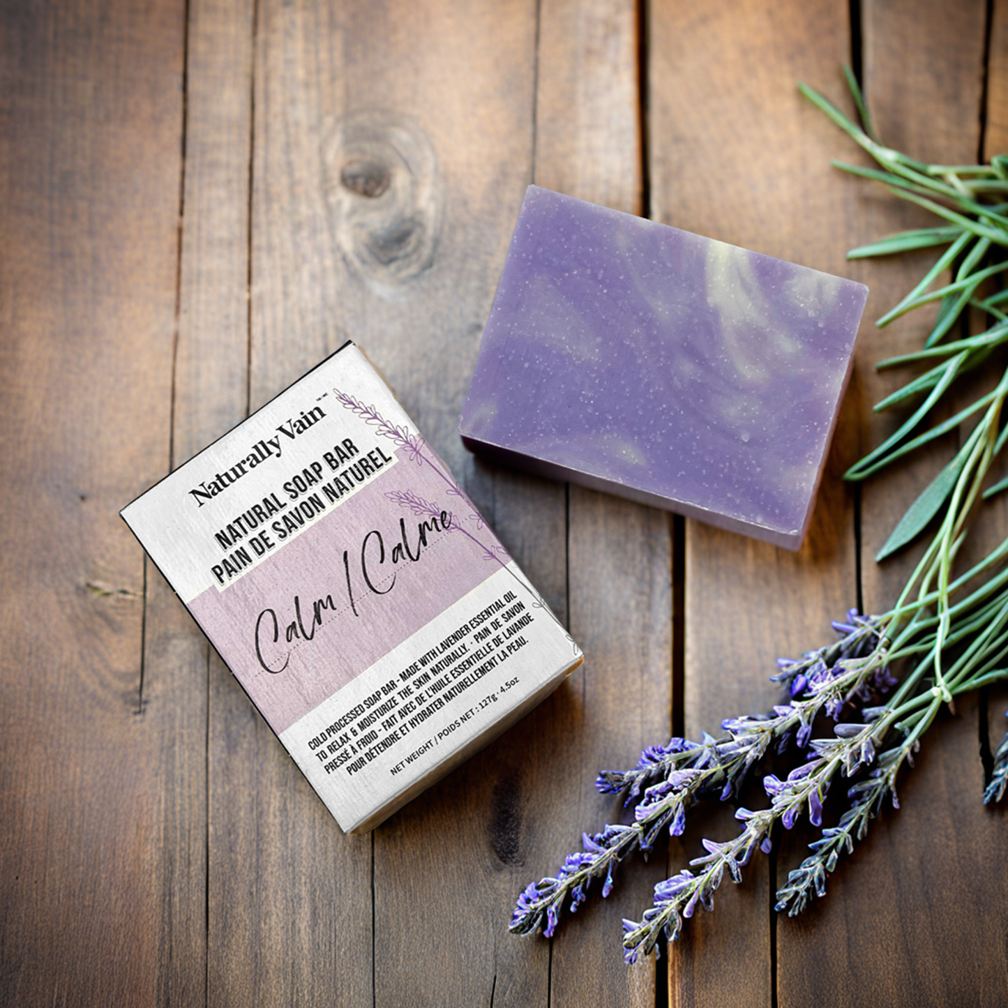Calm: Cold Processed Soap Bar with Lavender for Sensitive + Stress-Prone Skin