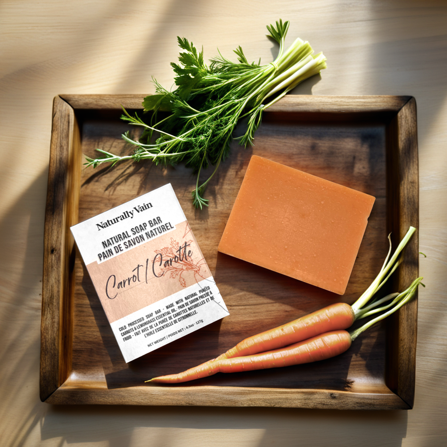 Carrot: Cold Processed Soap Bar with Carrot Extract to Nourish Dry + Dull Skin