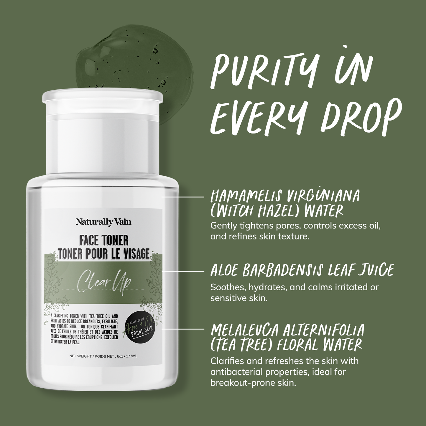 Clear Up: Clarifying Face Toner for Acne + Oily Prone Skin