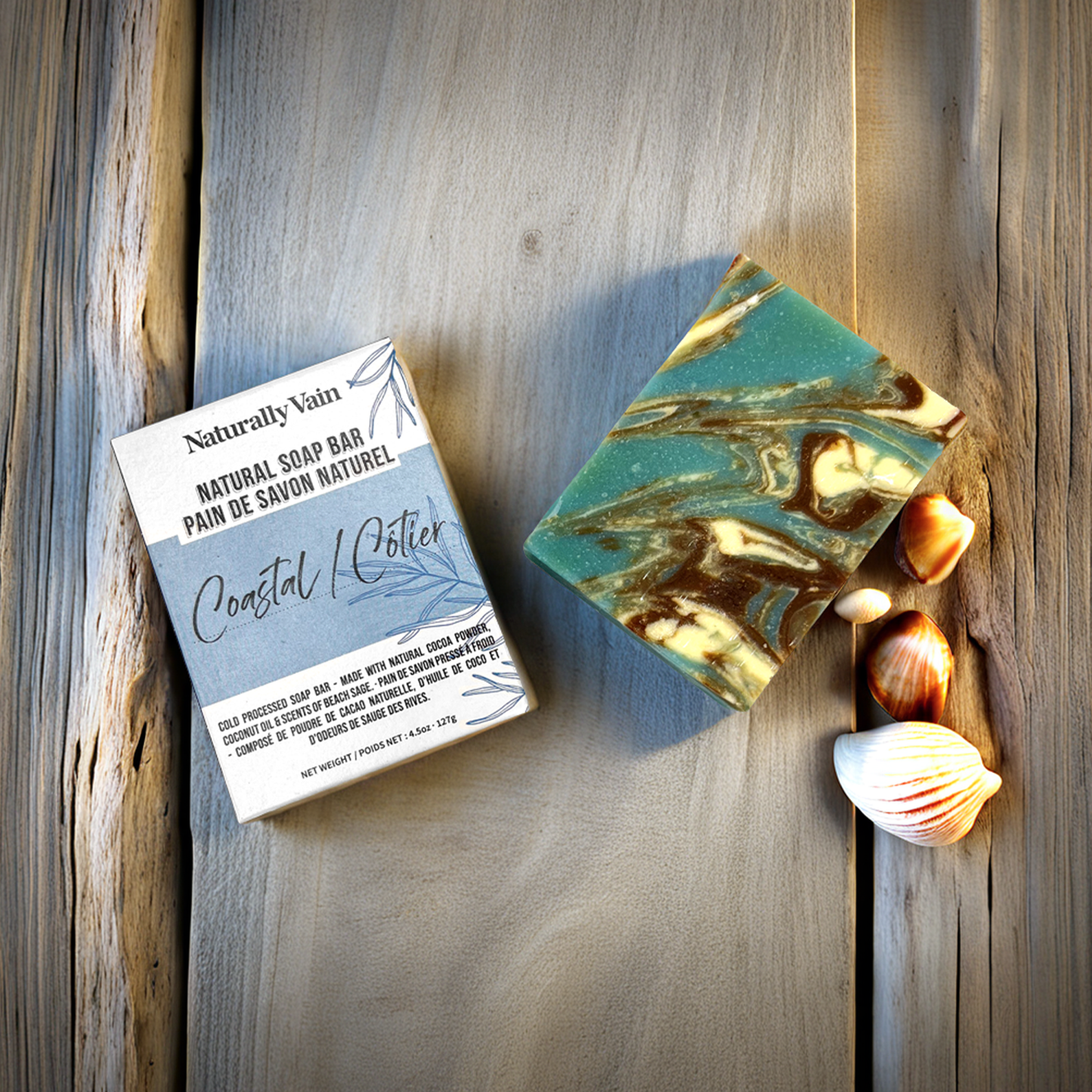 Coastal: Cold Processed Soap Bar with Rich Cocoa Powder for a Smooth, Invigorating Cleanse