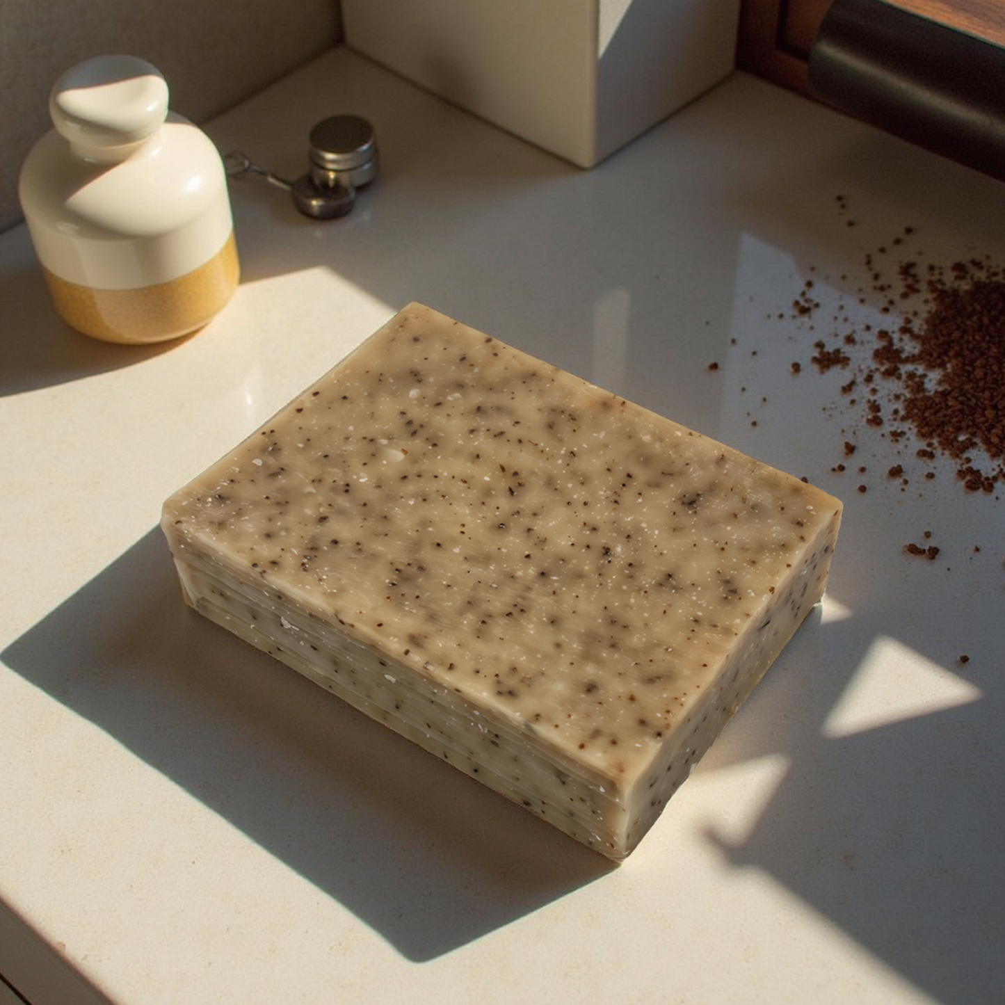 Espresso: Cold Processed Soap Bar to Exfoliate Naturally with Coffee Seed Powder for Dry + Dull Skin