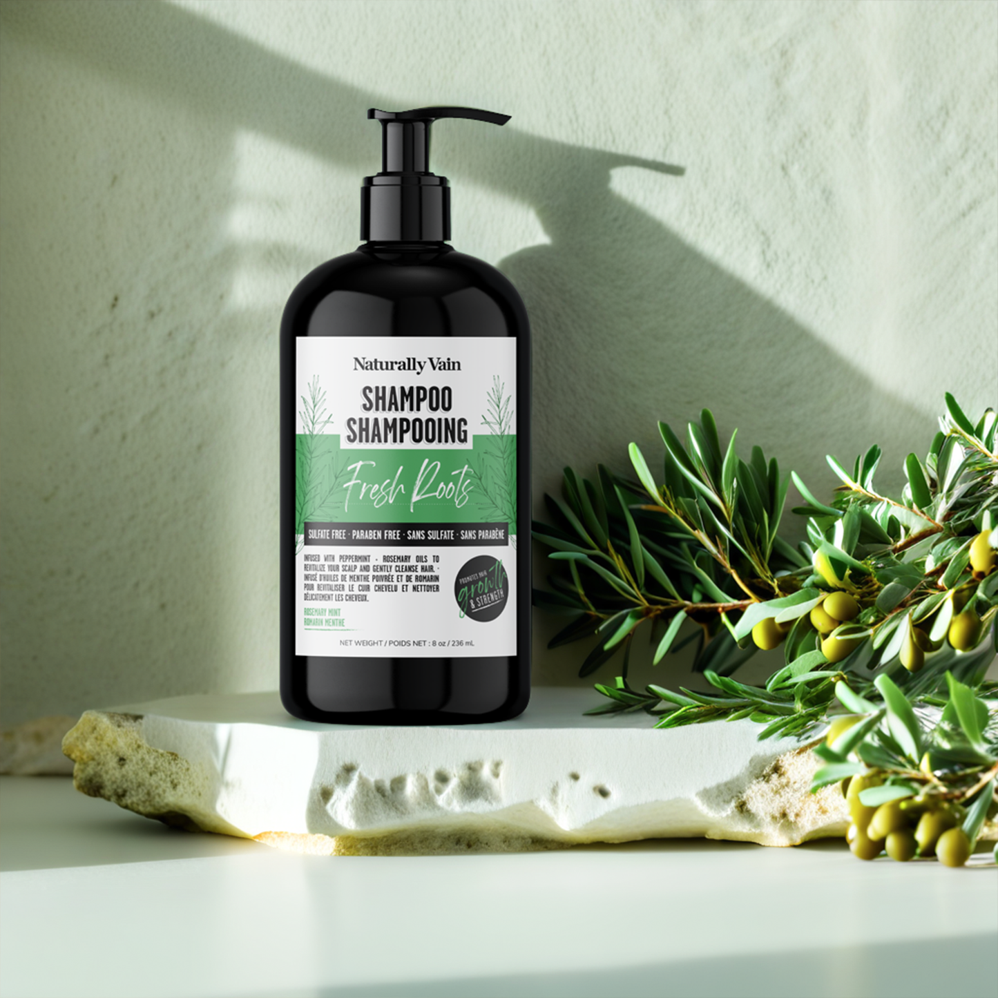 Fresh Roots: Rosemary Formulated Shampoo to Promote Hair Growth + Healthy Scalp
