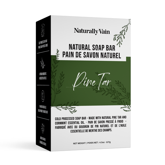 Pine Tar: Cold Processed Soap Bar with Pine Tar + Cornmint for Dry Skin and Outdoor Use