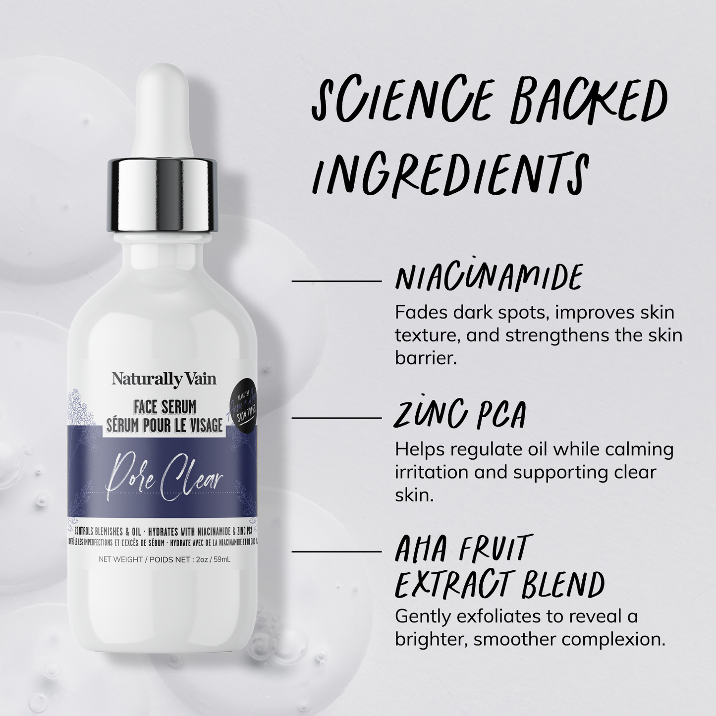 Pore Clear: Niacinamide + Zinc Powered Anti-Aging + Blemish Control Face Serum