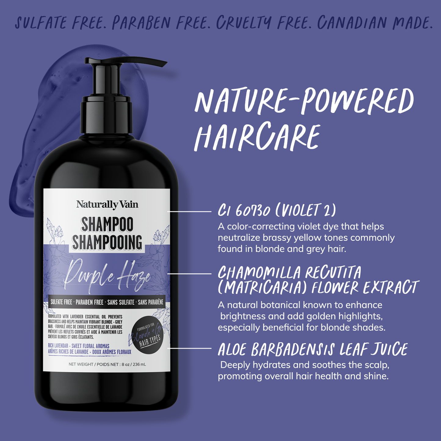 Purple Haze: Blonde + Grey Enhancing Shampoo for Brass Control