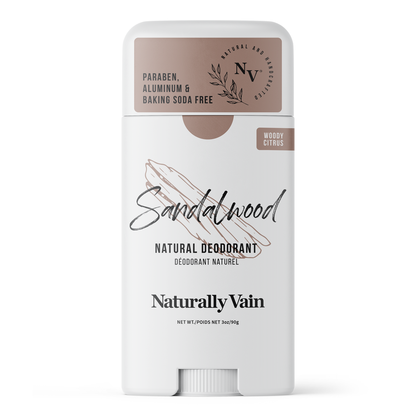 Sandalwood: Natural Deodorant with Warm Woods & Bright Citrus Aromas