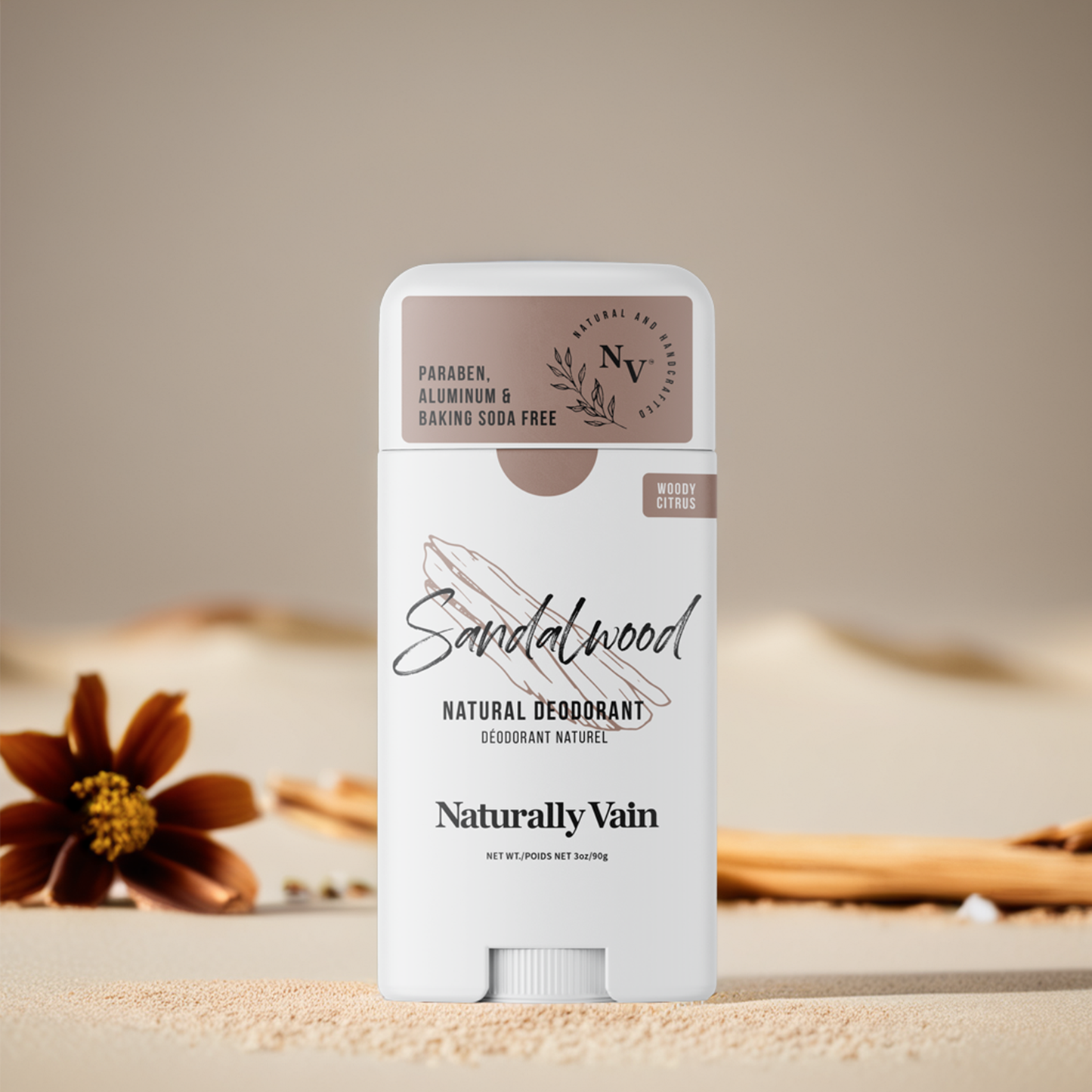 Sandalwood: Natural Deodorant with Warm Woods & Bright Citrus Aromas
