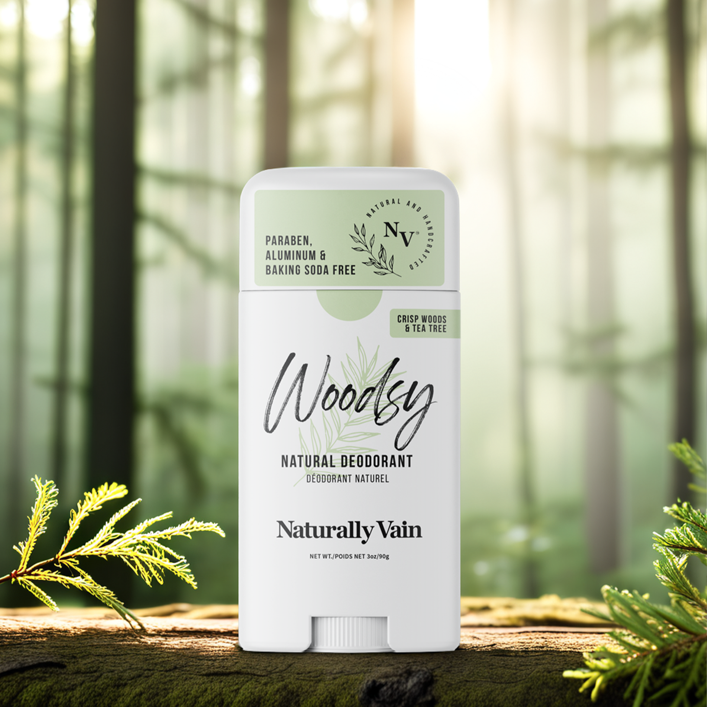 Woodsy: Natural Deodorant with Crisp Woods & Purifying Tea Tree