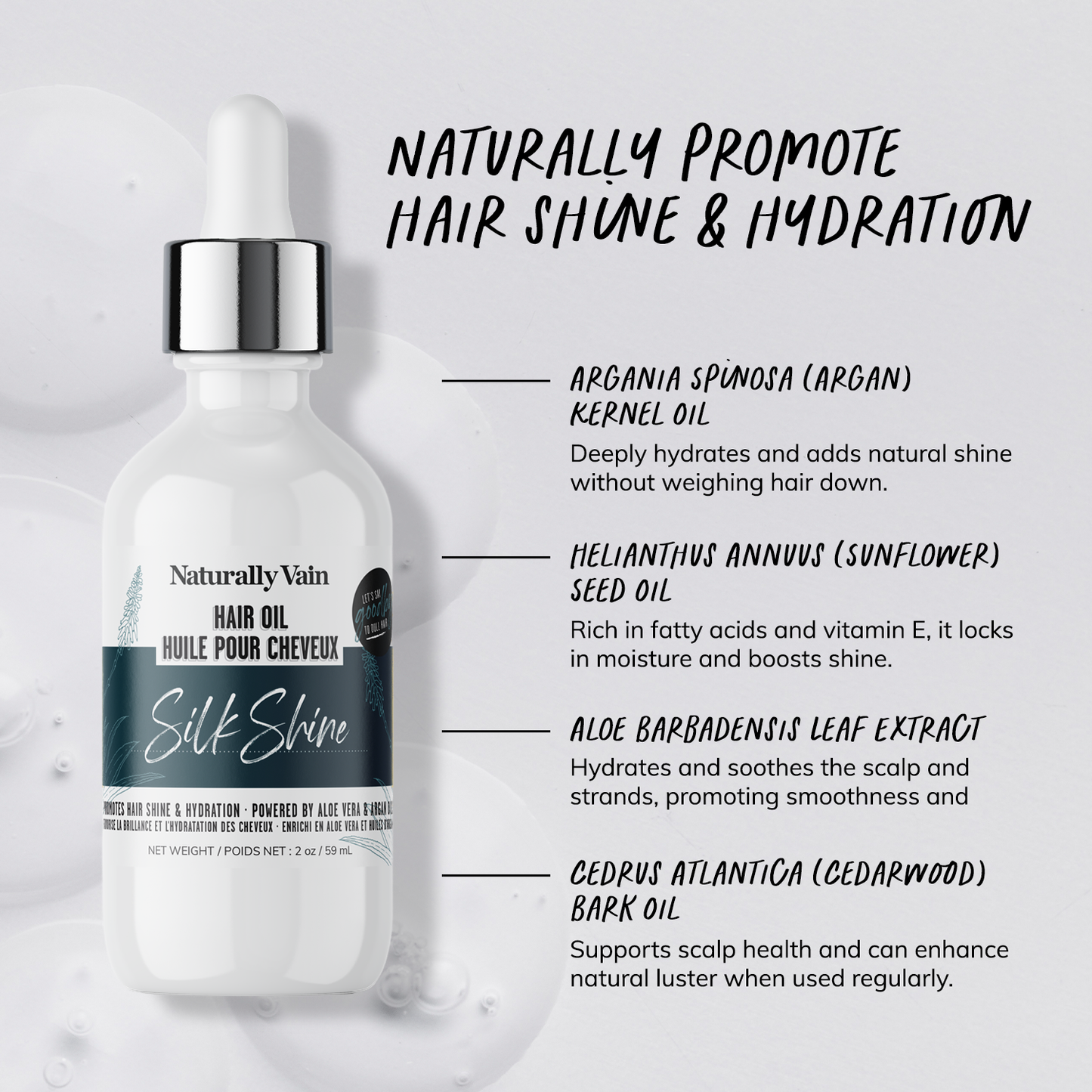 Silk Shine Hair Oil: Powered by Aloe Vera + Argan Oil for Shine and Hydration