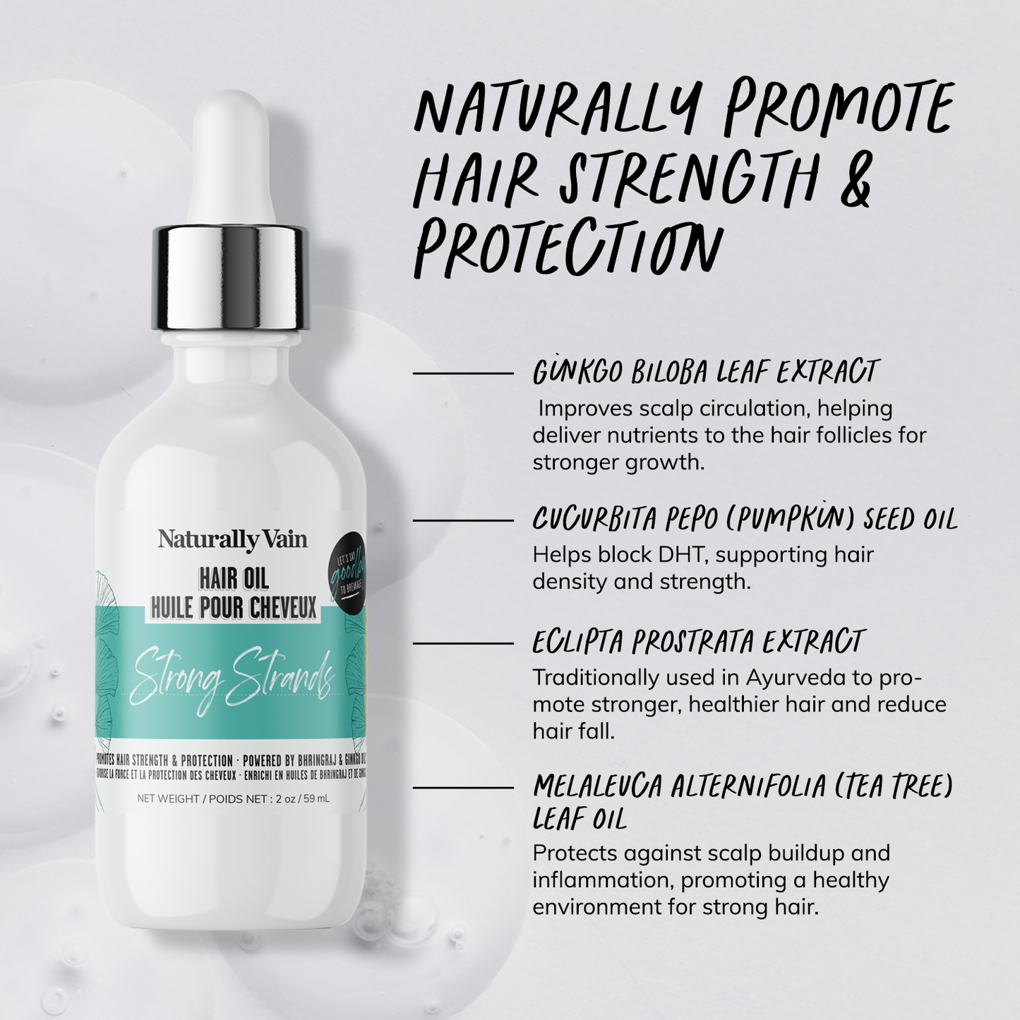 Strong Strands Hair Oil: Powered by Bhringraj + Ginkgo Oils for hair strength & protection
