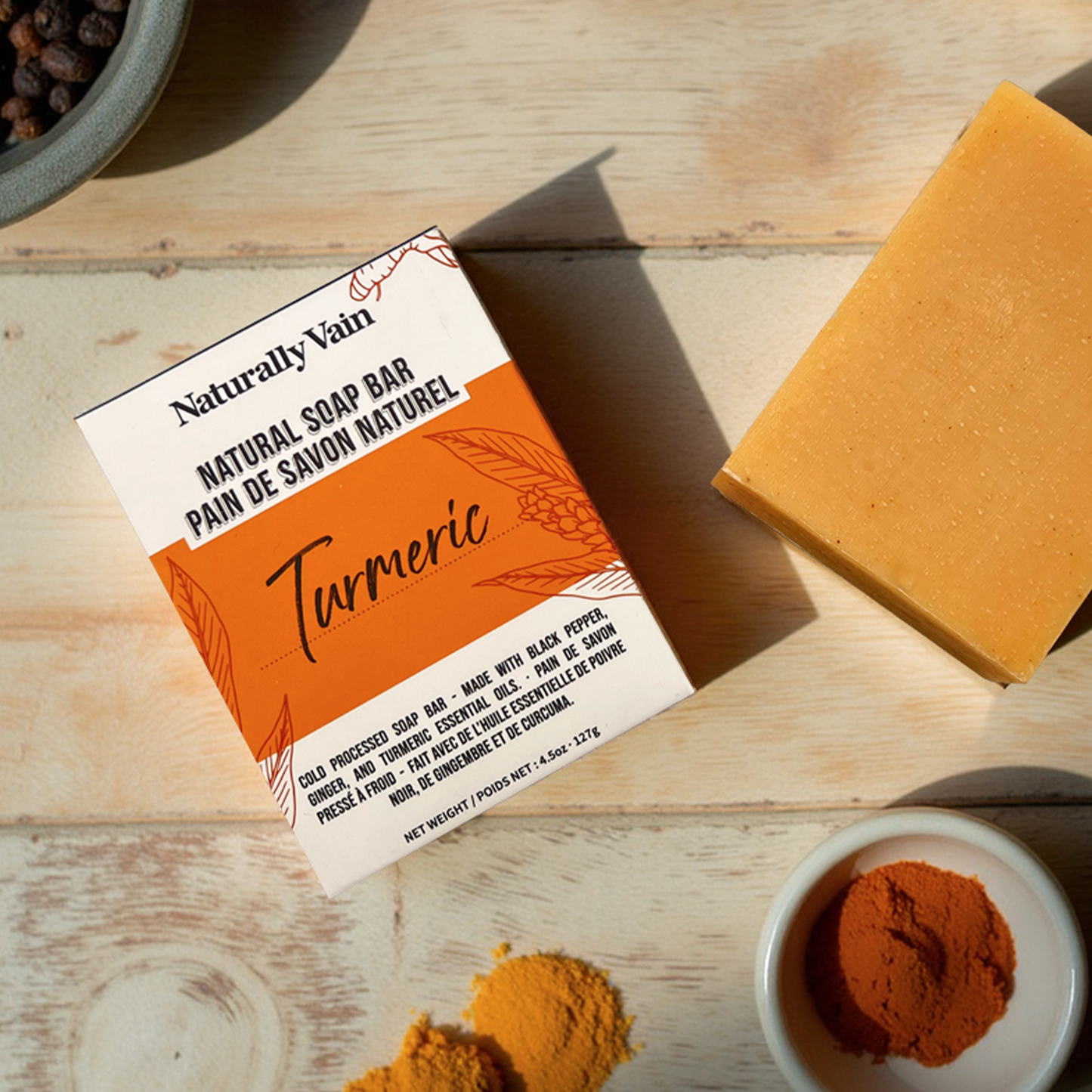 Turmeric: Cold Processed Soap Bar with Turmeric, Ginger + Black Pepper for Uneven Skin Tones